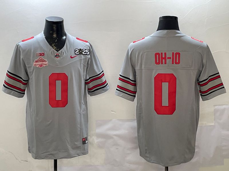 Men Ohio State Buckeyes #0 Oh-Io Grey Three generations Nike 2025 NCAA Jersey